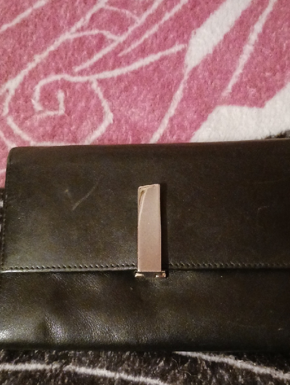 Salvatore Ferragamo Black Leather Wallet with Silver Hardware